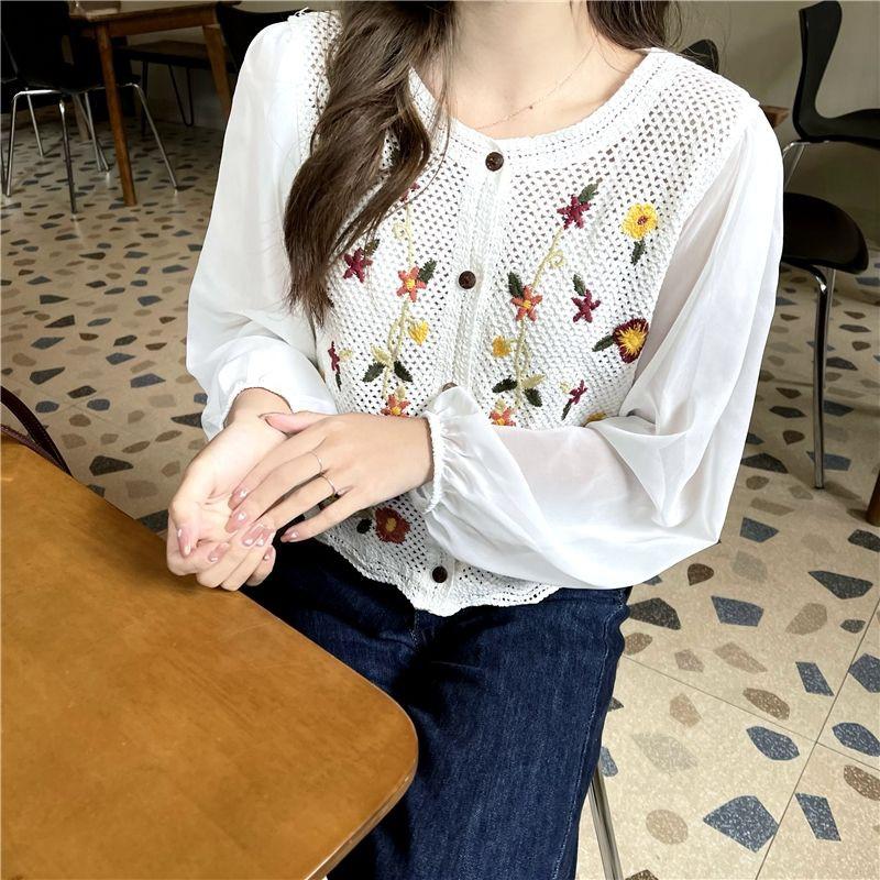 ÁO KIỂU NỮ THÊU HOA PHỐI TAY PHỒNG siêu xinh cho các nàng - HOTREND