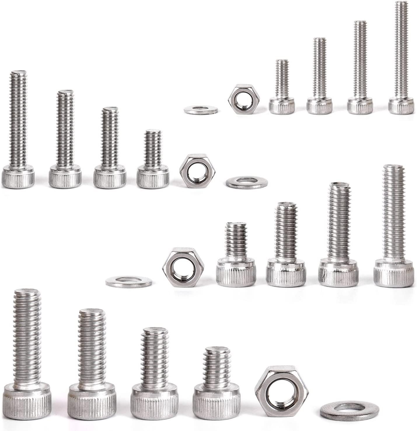 Bộ 520PCS M3 M4 M5 M6 Nút đầu bằng thép không gỉ Hex Ổ cắm Đầu cáp Bu lông Ốc vít có đai ốc