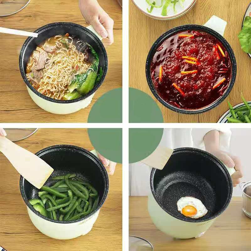 Ca Nấu Mì,Nồi Lẩu Điện Mini Cầm Tay 2 NẤC NHIỆT Nấu Cơm Đa Năng 1,8L + Tặng Kèm Giá Hấp INOX