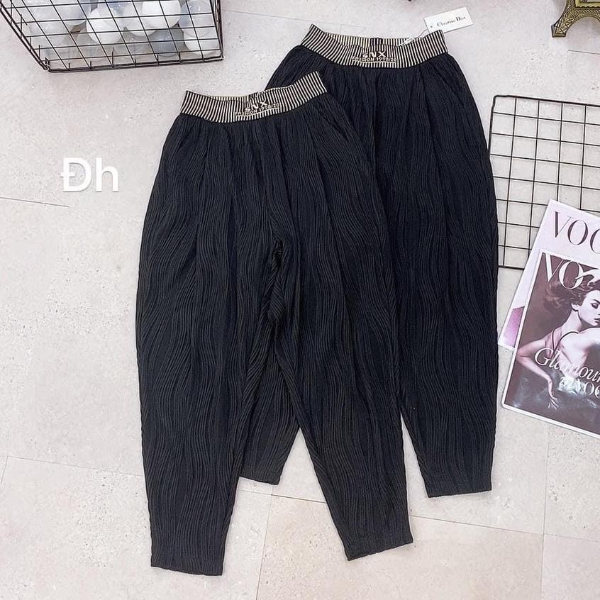 ẢNH THẬT Quần Baggy nữ chất nhăn lạnh vân sóng độc lạ Mẫu mới 2021