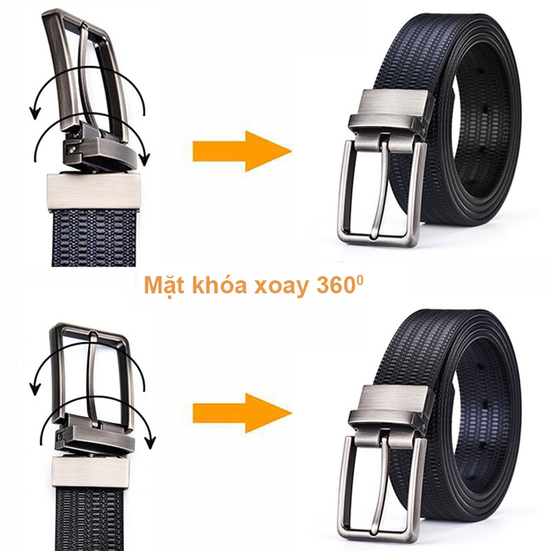 Dây nịt nam, Dây thắt lưng nam da bò hai mặt NIKITA DL1314