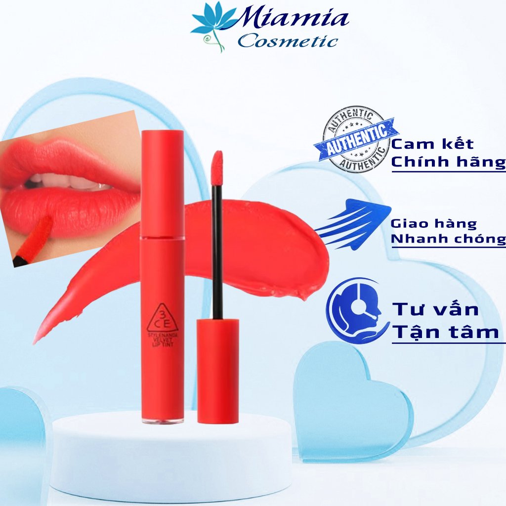 Son Velvet Đỏ Cam San Hô Neon 3CE Velvet Lip Tint Save Me [CAM KẾT NHẬP KHẨU CHÍNH HÃNG 100%]