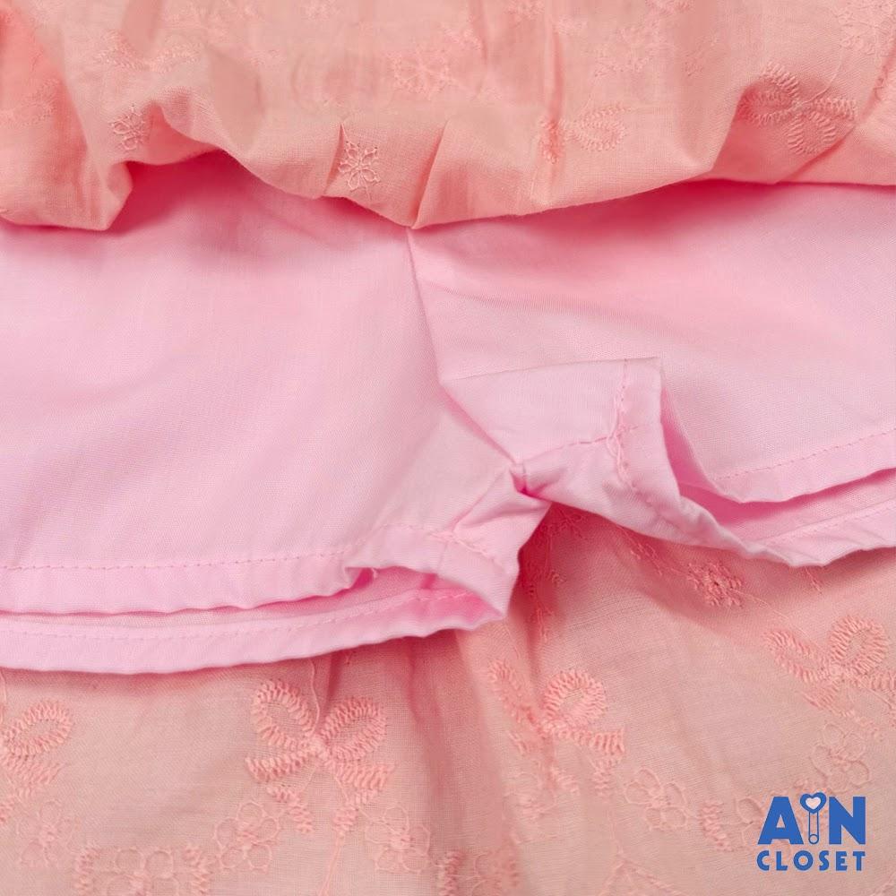 Set Áo Váy bé gái họa tiết Nơ Hồng Cotton thêu - AICDBGL3FN41 - AIN Closet