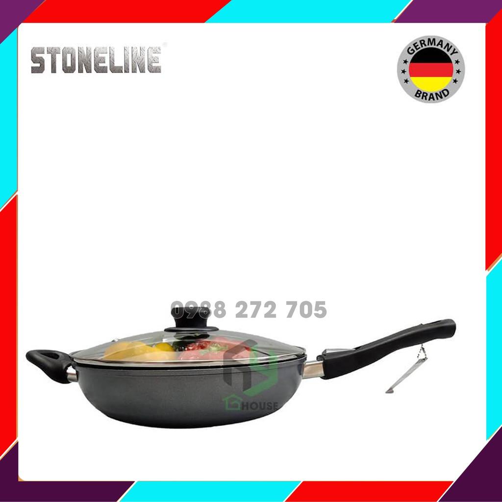 Chảo chống dính dùng bếp từ phủ đá thiên nhiên - STONELINE @17424 - 28cm sâu có nắp - Hàng Chính Hãng