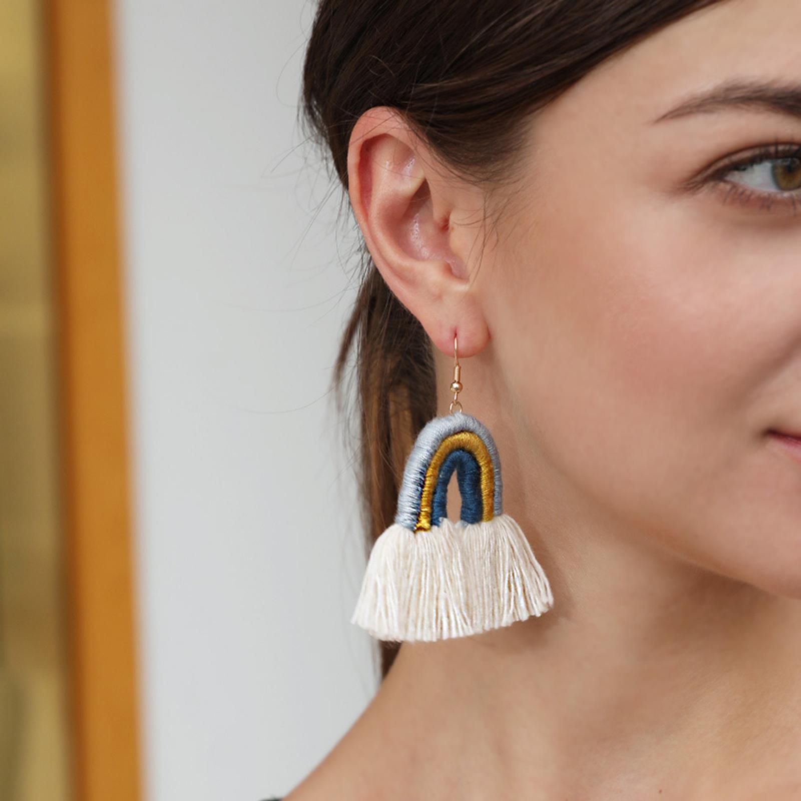 Bohemian Tassel Earrings Earrings Rainbow Shape Tassel Earrings Long Fringe Earrings for Women Girls Statement Earrings