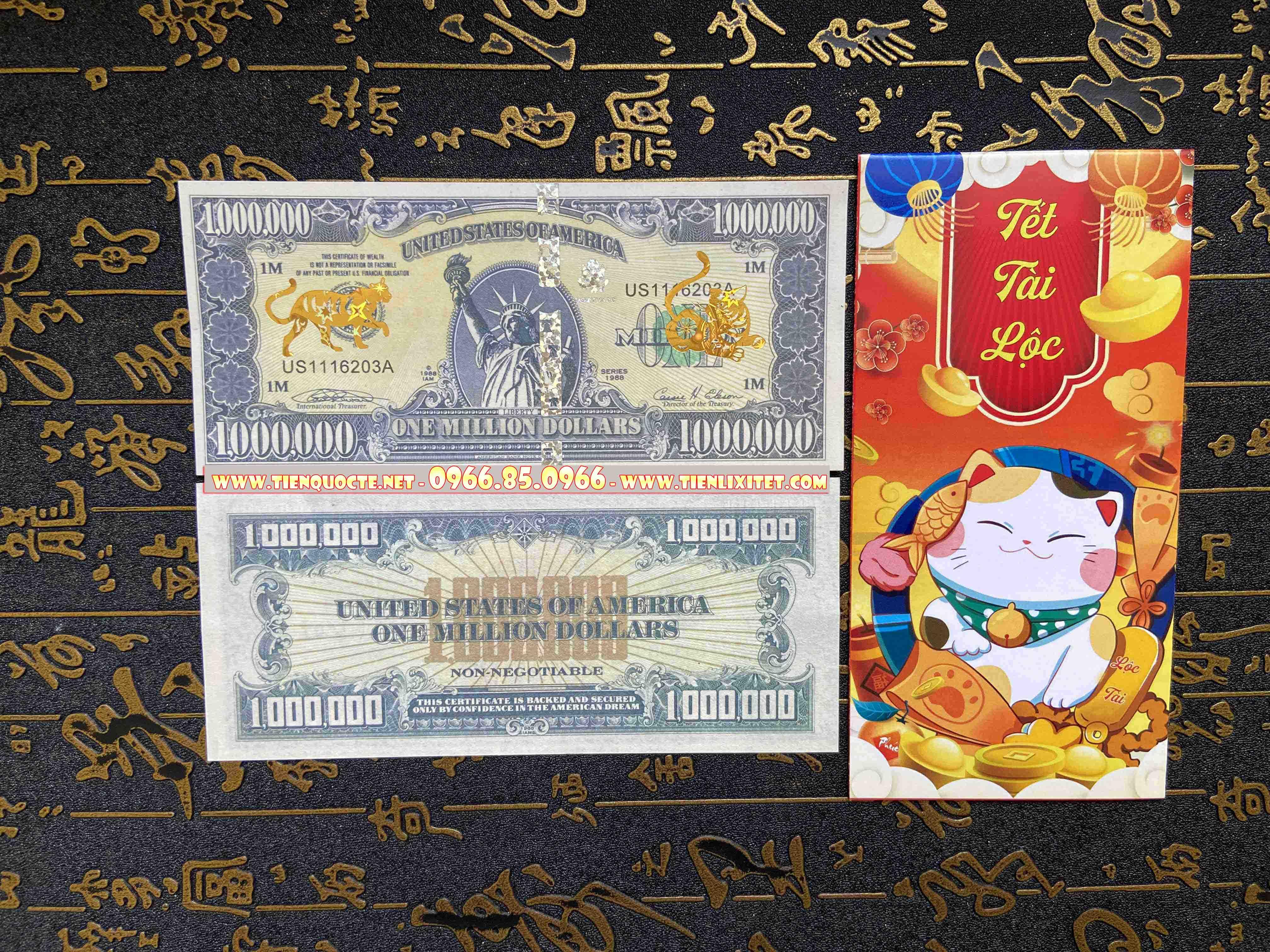 Lì xì tết ti.ền Hình Con mèo 1 Triệu u.sd lưu niệm 2023 , tặng bao đỏ may mắn 2023 LGLS00092