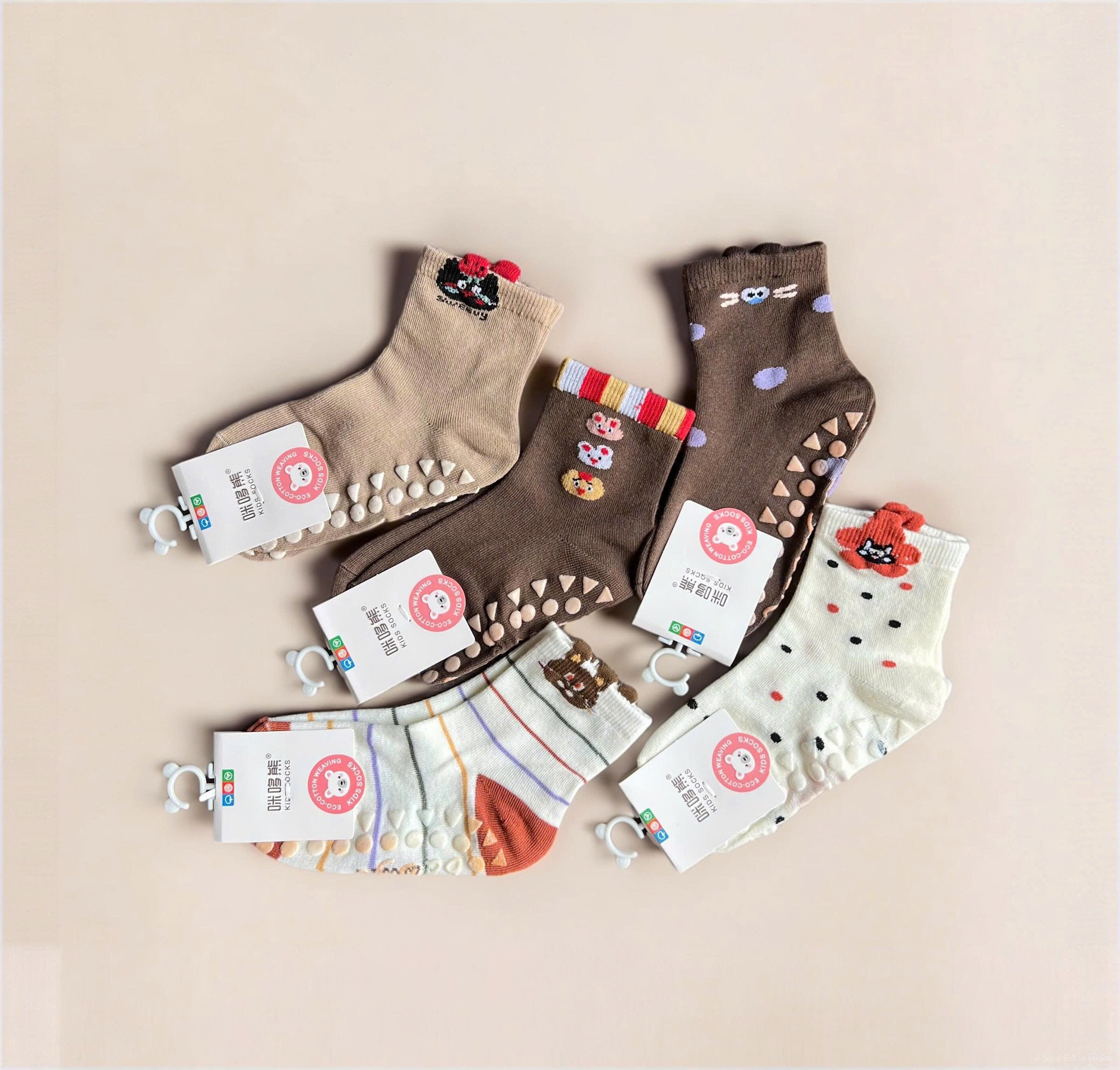 SET 5 ĐÔI TẤT VỚ 49 DỄ THƯƠNG CHỐNG TRƯỢT TỪ 1-12 TUỔI DÀNH CHO BÉ GÁI