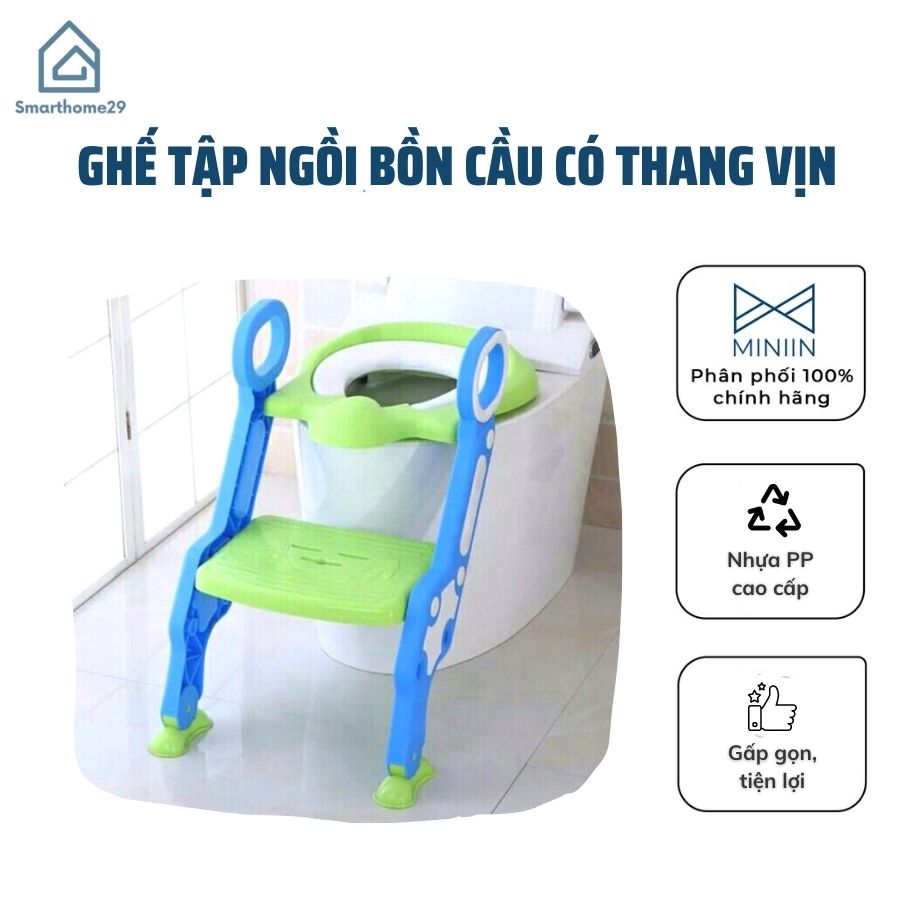 Ghế tập ngồi bồn cầu có thang vịn cho bé, Bệ thu nhỏ bồn cầu cao cấp gấp gọn tiện lợi - Chính hãng MINIIN (Giao mẫu ngẫu nhiên)