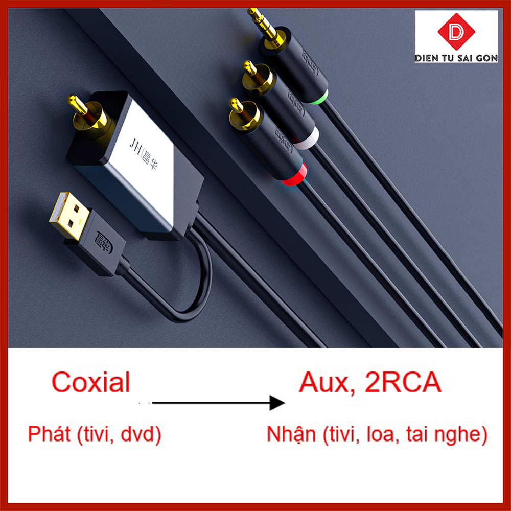 Cáp chuyển Coaxial ra hoa sen AV và AUX 3.5mm - JH z235