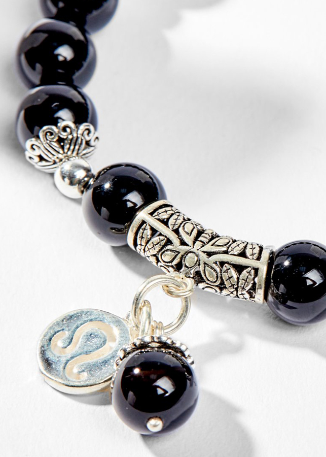 Vòng Tay Phong Thủy Đá Obsidian Phối Charm Cung Hoàng Đạo Sư Tử Mệnh Thủy, Mộc Ngọc Quý Gemstones