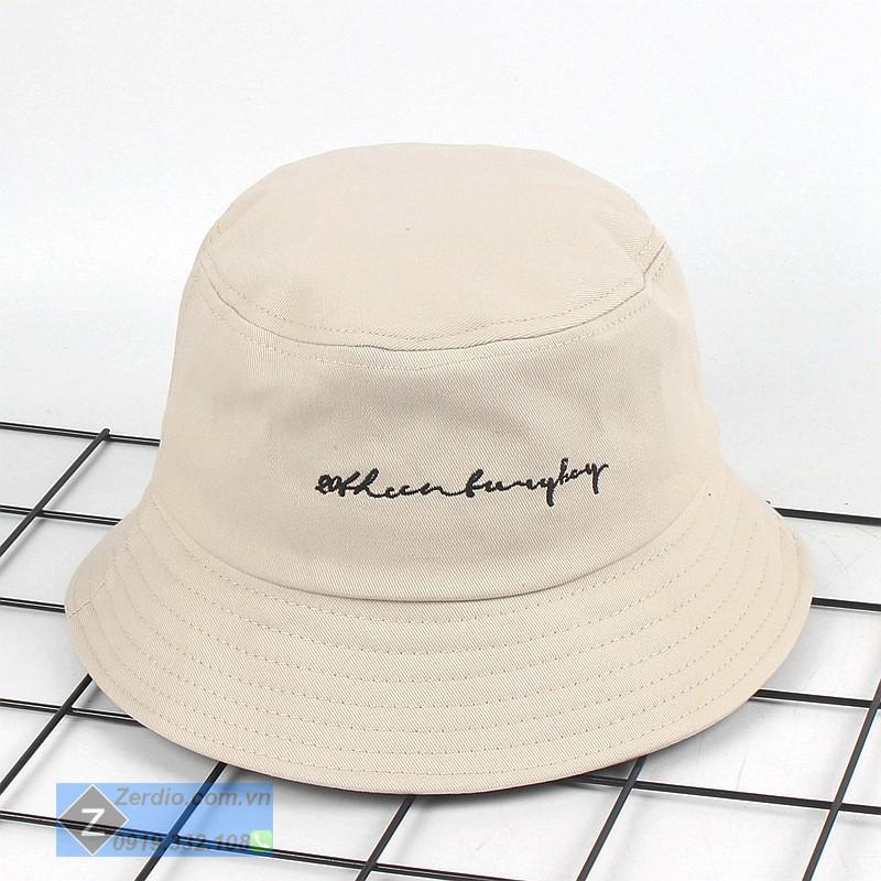 Mũ bucket tai bèo nam nữ Hàn Quốc thêu chữ ký, vải cotton cao cấp phong cách cá tính