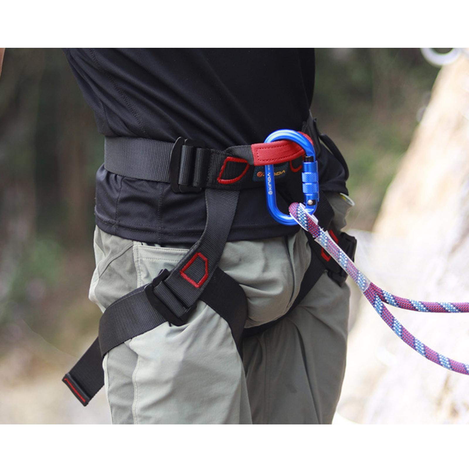 Climbing Harness Adjustable Waist Safe Belt Wider Climbing Rappelling Black