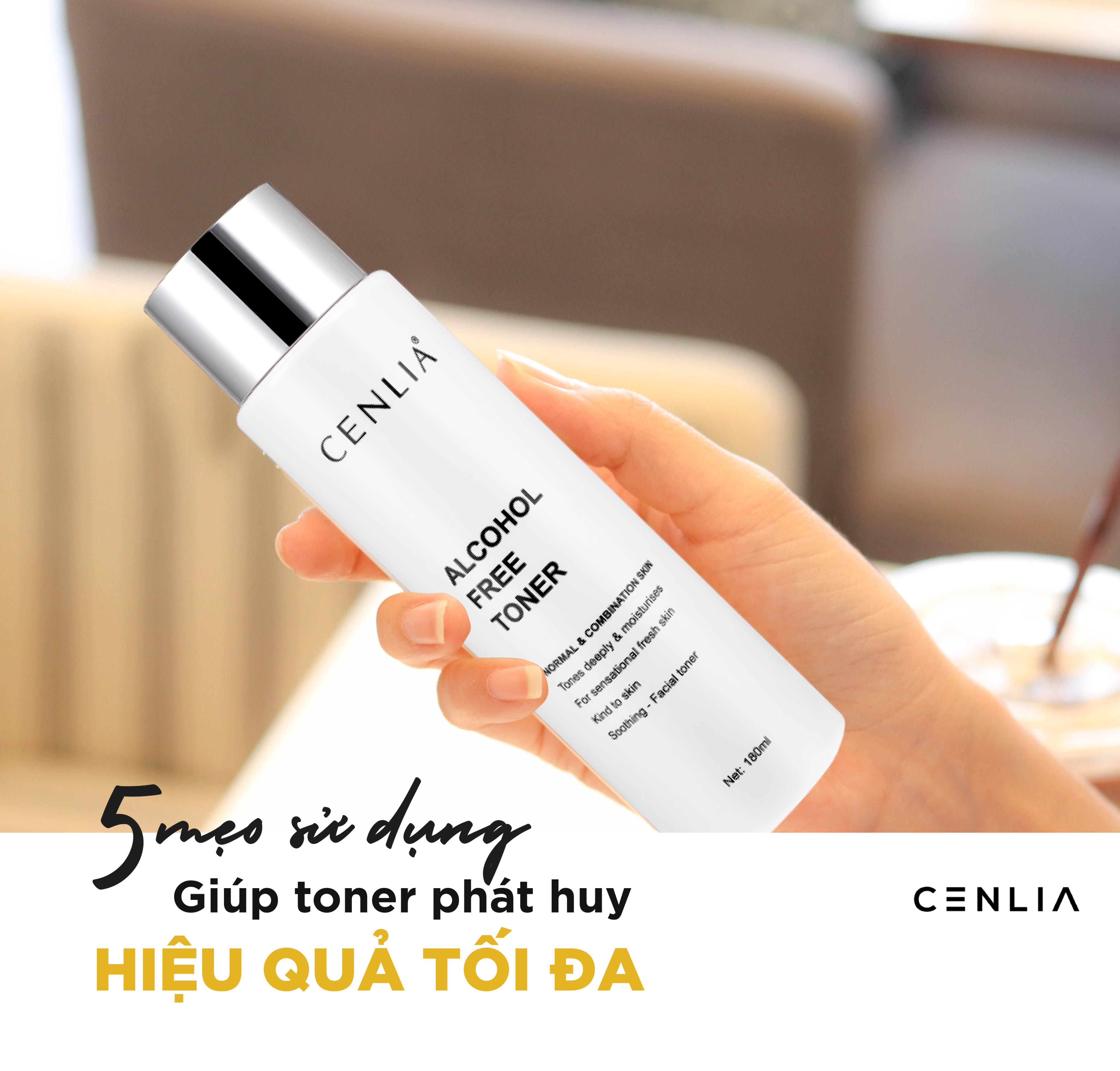 Toner không cồn Cenlia thấm sâu vào da, giúp lấy sạch bụi bẩn, chất nhờn dư thừa, ngăn ngừa mụn và se khít lỗ chân lông