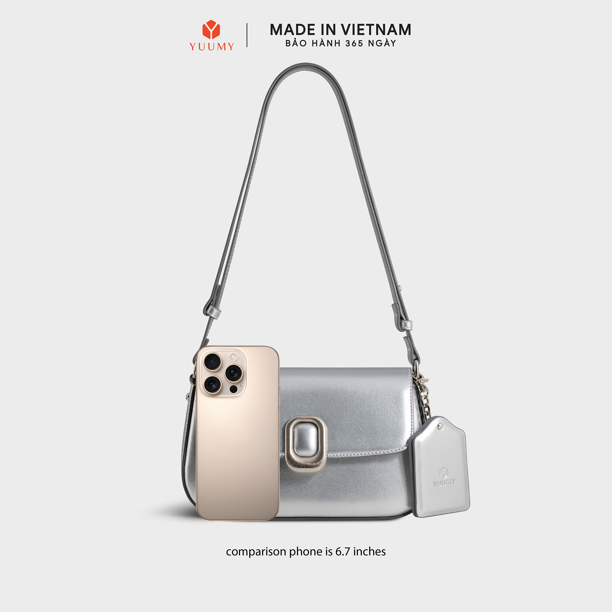 Túi Yuumy ( Thời trang nữ khóa oval kèm gương mini - Túi đeo chéo da Glossy YN312 )