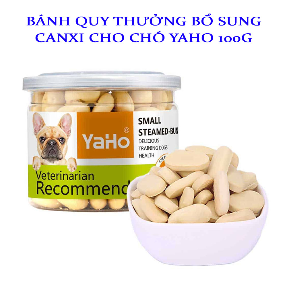 Bánh Quy Thưởng Bổ Sung Canxi Cho Chó Vị Thịt Bò Yaho Small Steamed-Bun Hộp 100g