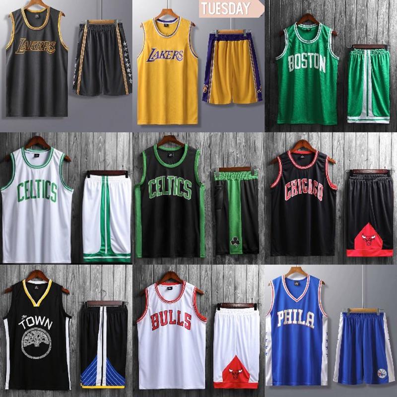 Bộ quần áo thể thao bóng rổ nam nữ NBA Lakers Golden State Warriors Boston Celtics Chicago Bulls mát ,hút mồ hôi