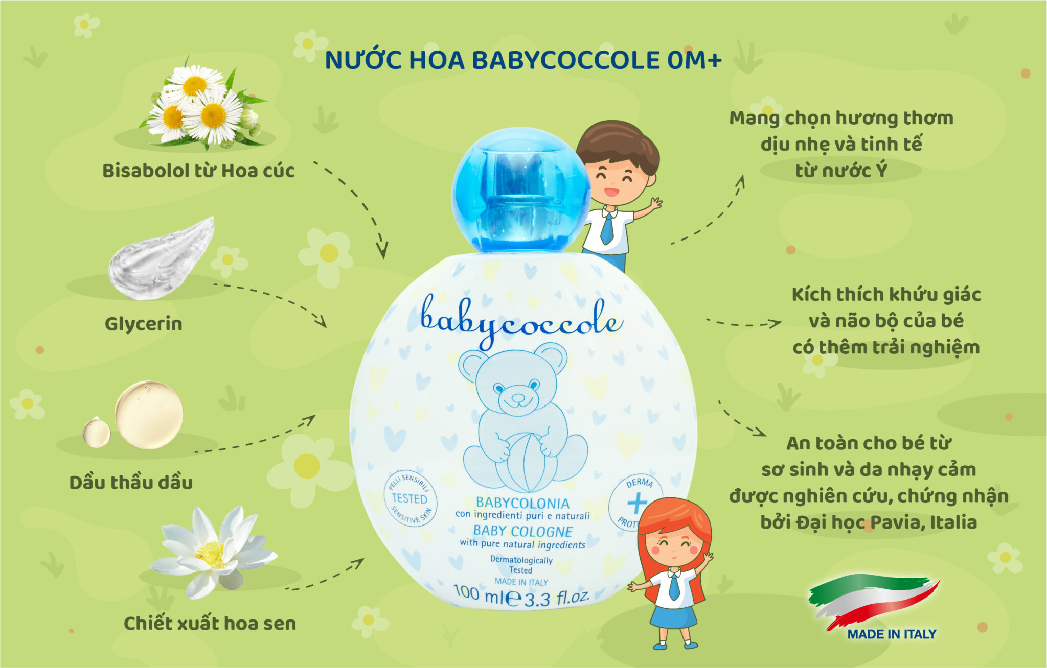 Nước Hoa cho Bé Babycoccole 0M+ Chiết Xuất Hoa Sen 100ml