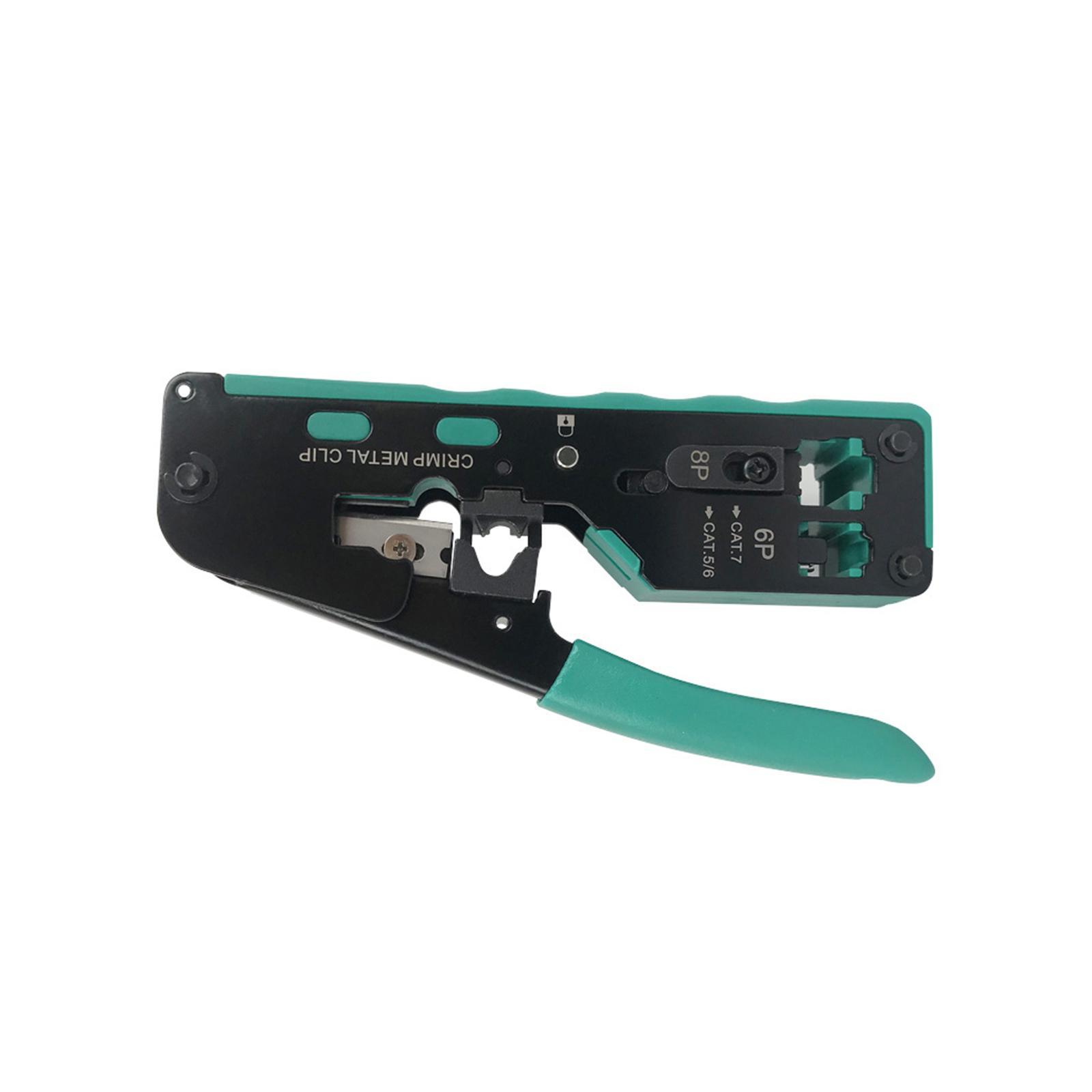 Pass through RJ45 Crimper Cutter Cutting Network Cable Crimping Tool Compact Size Spring Loaded Handle Comfortable Grip