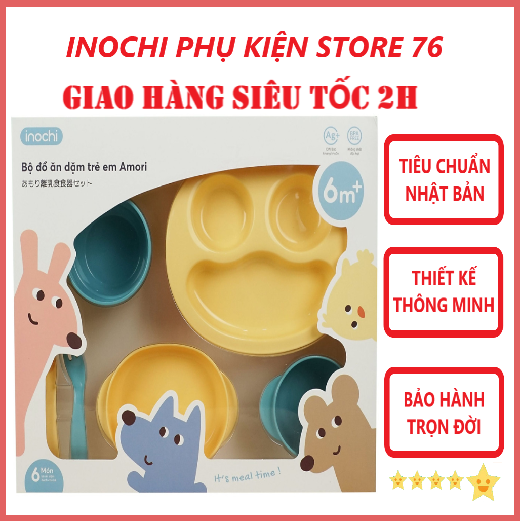 Bộ Đồ Ăn Dặm Cho Trẻ Em Amori Đạt Tiêu Chuẩn Xuất Nhật Bản , EU Đảm Bảo An Toàn Tuyệt Đối Cho Trẻ - Chính Hãng Inochi ( Tặng kèm khăn lau đa năng pakasa)