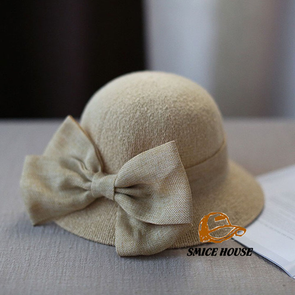 Nón nữ vành nhỏ chống nắng đính nơ tiểu thư, mũ nữ thời trang nhiều màu đi biển đi chơi có thể gấp gọn - Smice House