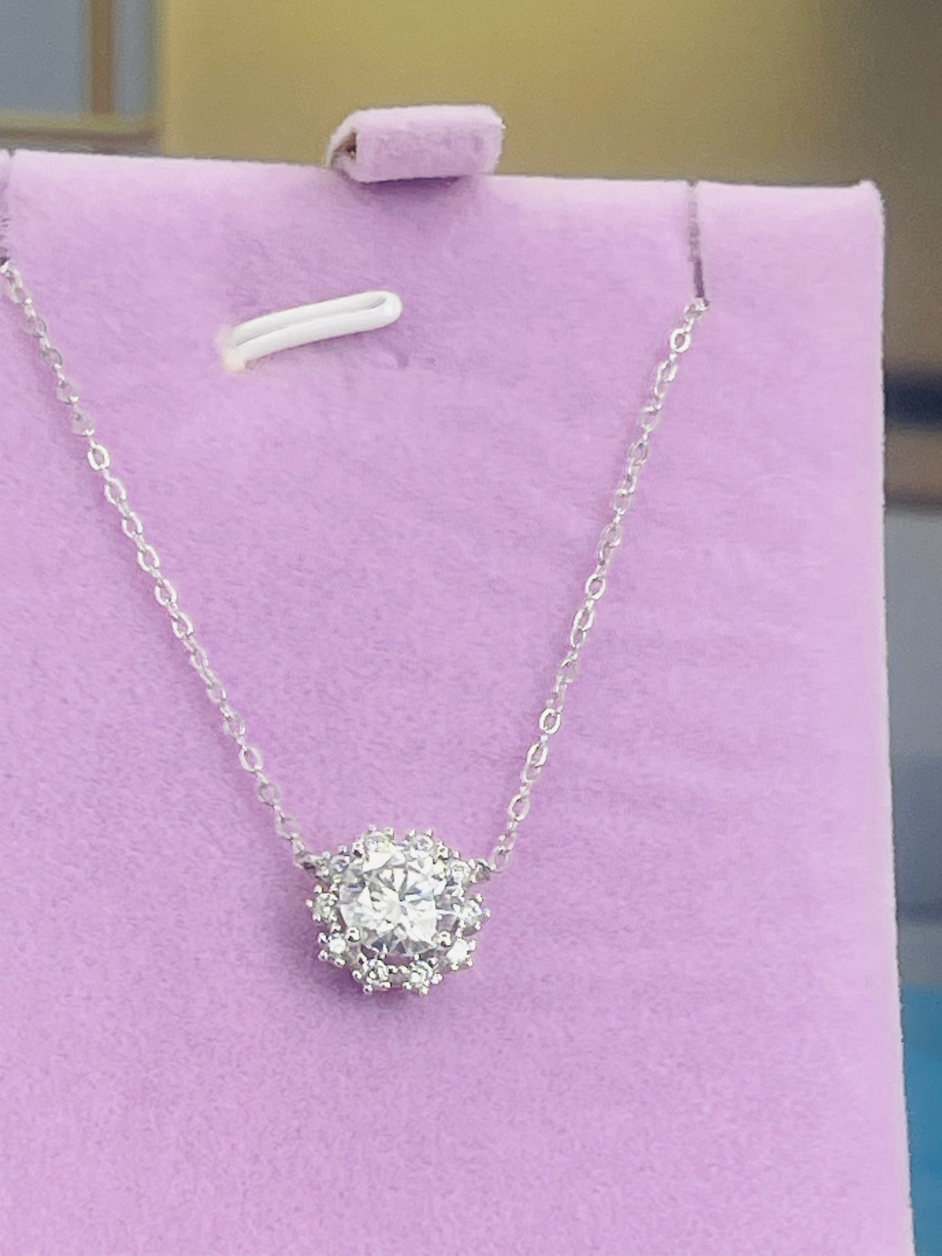 Dây chuyền Moissanite 1ct Kim Cương nhân tạo và Bạc 925 xi Bạch Kim N1976