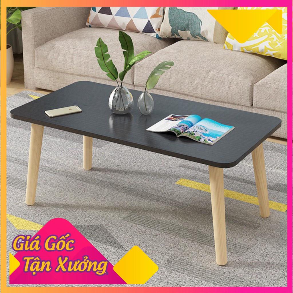 Bàn trà sofa/cafe chữ nhật, mặt bàn bo góc cua mềm mại, chân gỗ tự nhiên cao tựa bệt 30cm hoặc cao 40cm