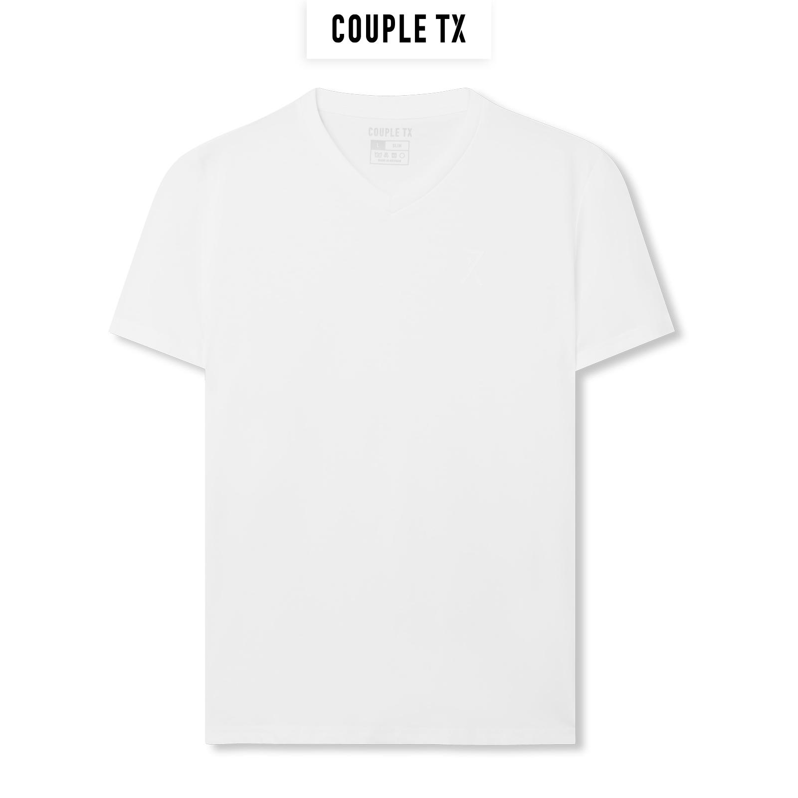 Áo Thun Nam Cổ Tim Couple TX Basic Vải Đốm In Logo X