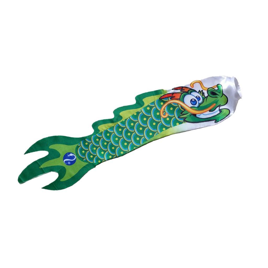 2-4pack Creative Dragon Flag Outdoor Windsock Carp Streamer Hanging Decor Green