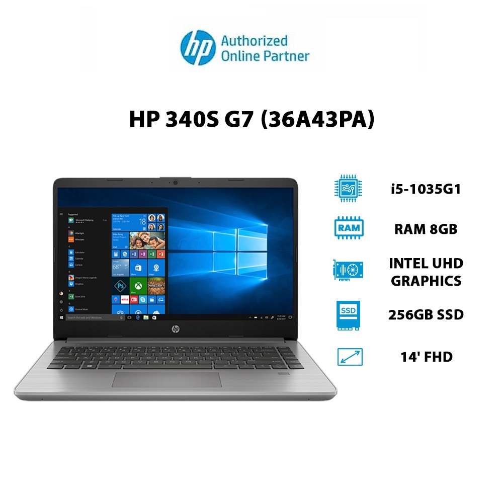 Laptop HP 340s G7 36A43PA i5-1035G1 8GB 256GB Intel UHD Graphics 14' FHD Win 10 Hàng chính hãng