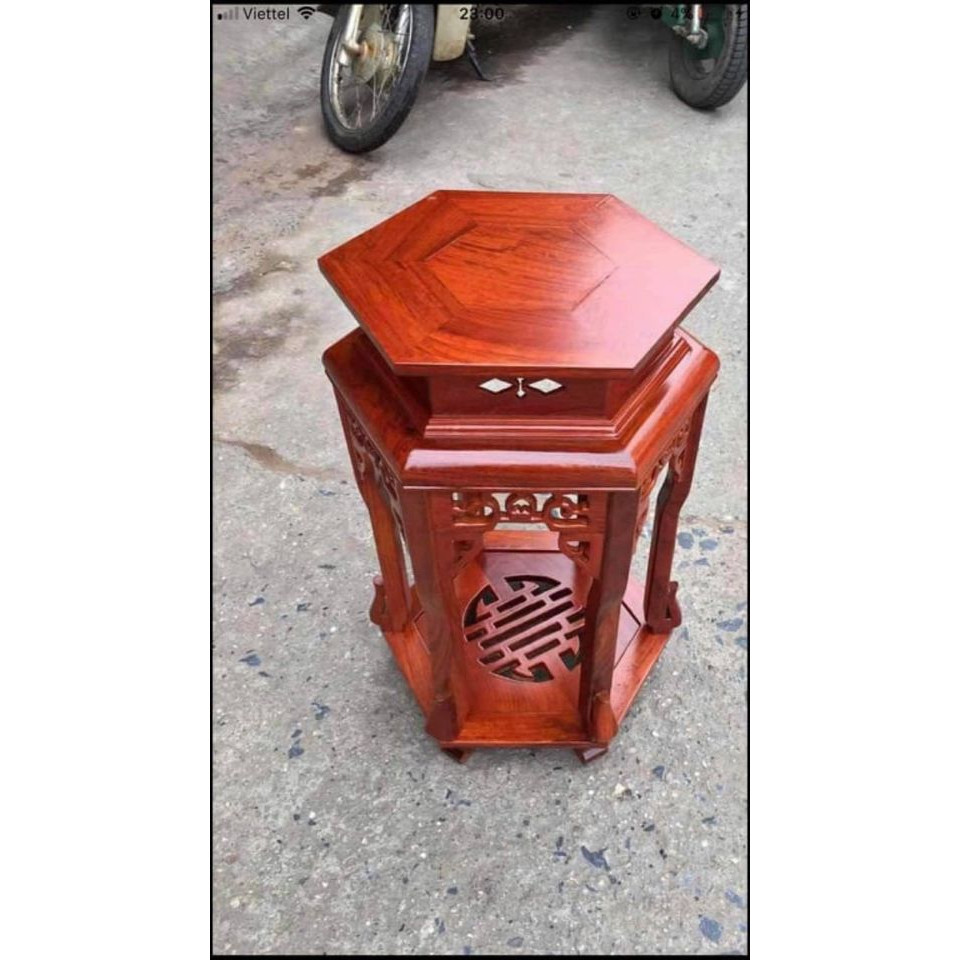 Đôn Lục Giác gỗ Hương Ta mặt 30cm nhiều kích thước