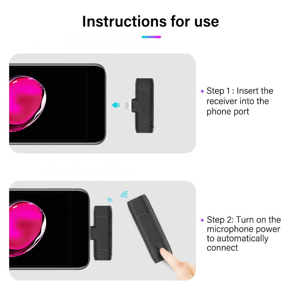 Micro Thu Âm không Dây Dành cho điện thoại Iphone IOS Cổng Lightningg , máy tính bảng PC Laptop Máy Ảnh chất lượng cao Hỗ Trợ Quay Video Livestream - hàng nhập khẩu