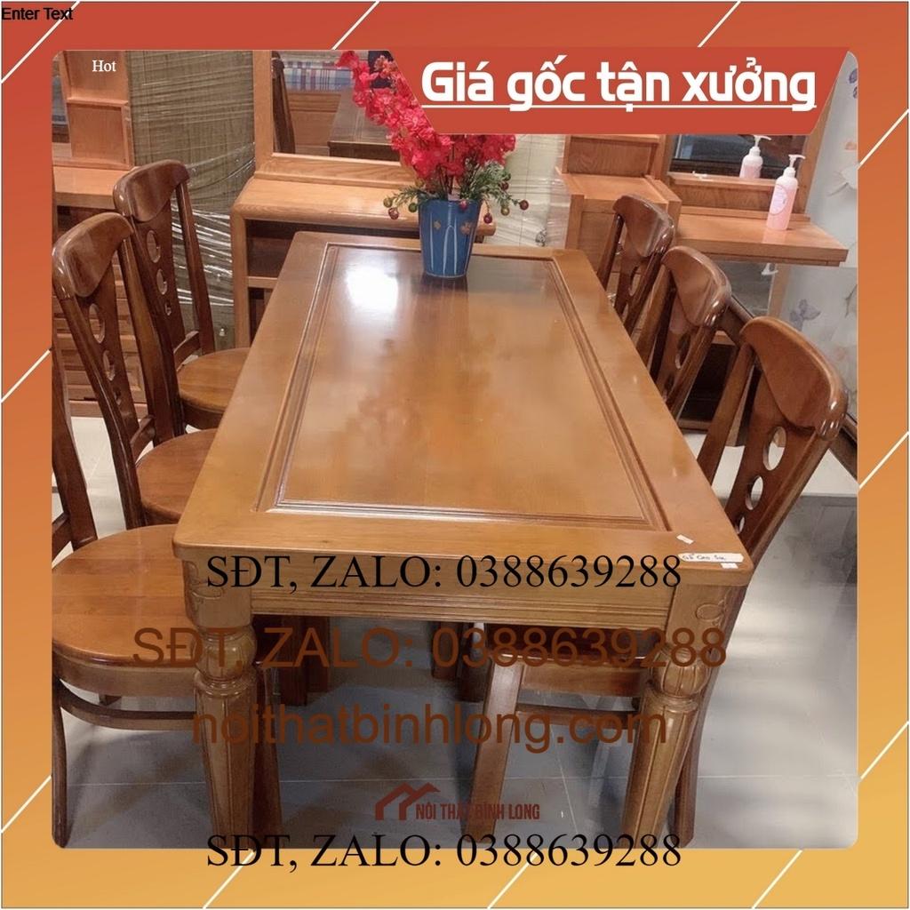 Bàn Ăn Gỗ Cao Su 6 Ghế