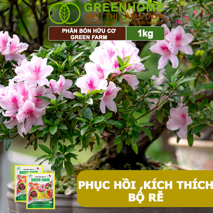 Phân Bón Hữu Cơ Green Farm, GreenHome, Gói 1kg, Chuyên Dùng Cho Cây Cảnh, Hoa Hồng