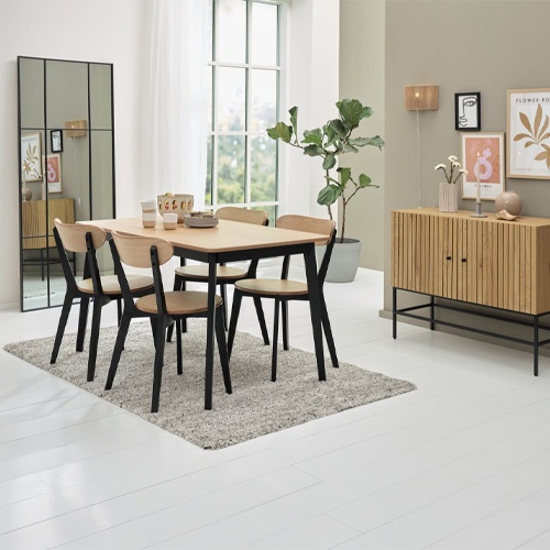 Ghế bàn ăn | JYSK Jegind | gỗ công nghiệp/gỗ cao su | trắng/sồi R45cmxC79cm xS54cm