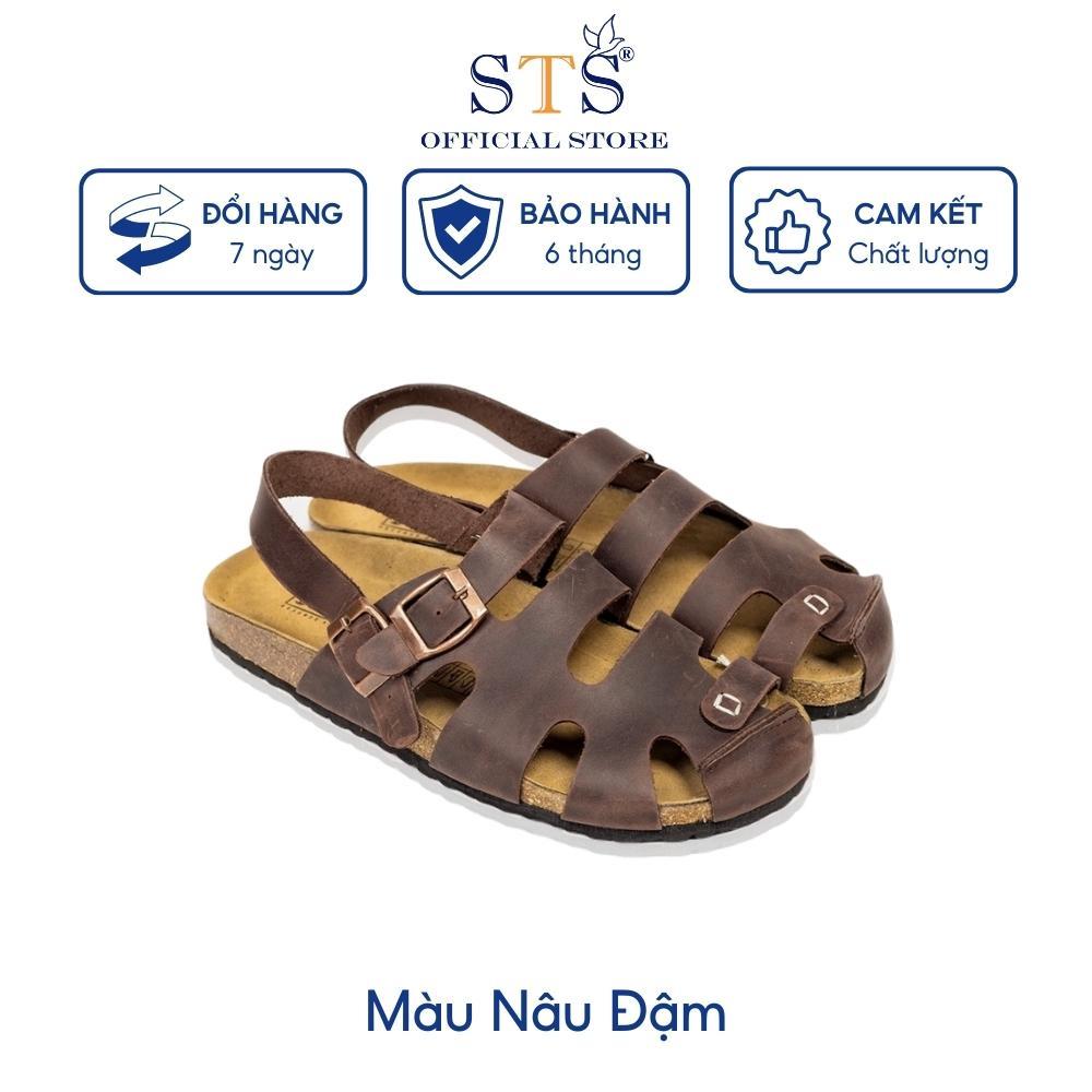 Sandals rọ quai hậu da bò nam nữ cao cấp xuất khẩu châu Âu SDRO01 BH 6 THÁNG