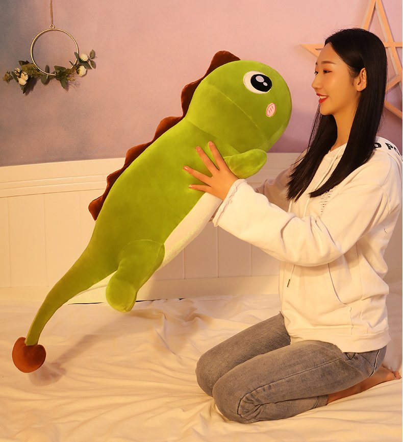 Gối Ôm Gấu Bông Khủng Long Xanh Mắt Lồi Mềm Mịn 110cm