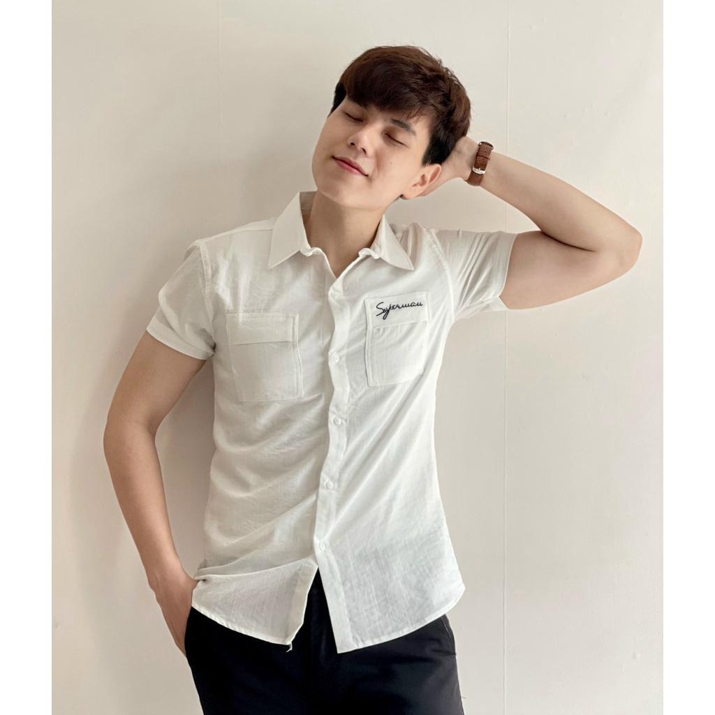 Áo sơ mi nam vải đũi ngắn tay xịn xò phong cách nam tính thời trang 2021 THỜI TRANG GU FASHION