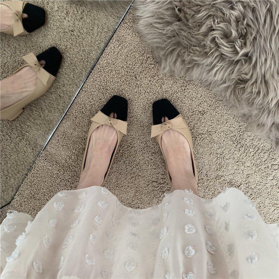 Giày búp bê nơ công sở phối da lộn sang chảnh G080