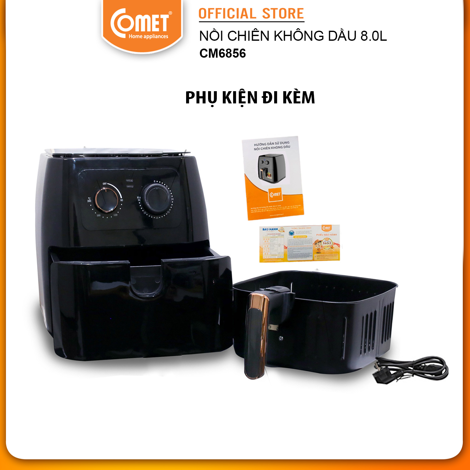 Nồi Chiên Không Dầu Comet CM6856 8 Lít - Hàng Chính Hãng