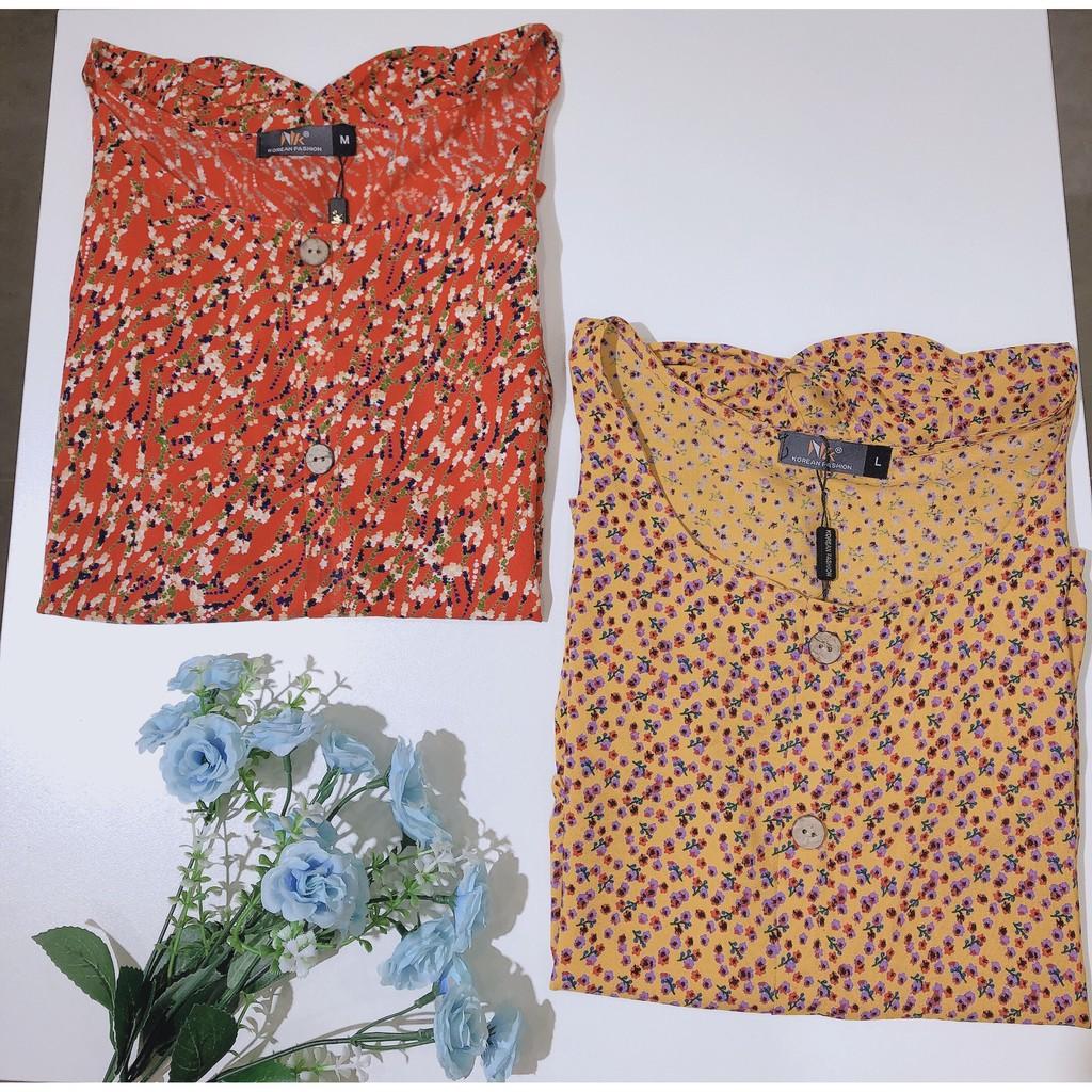 Bộ Đồ Lanh Hoa Cúc NK FASHION Cộc Tay Hoạ Tiết Hoa Nhí Mềm Mịn Thoáng Mát NKFBD2105039