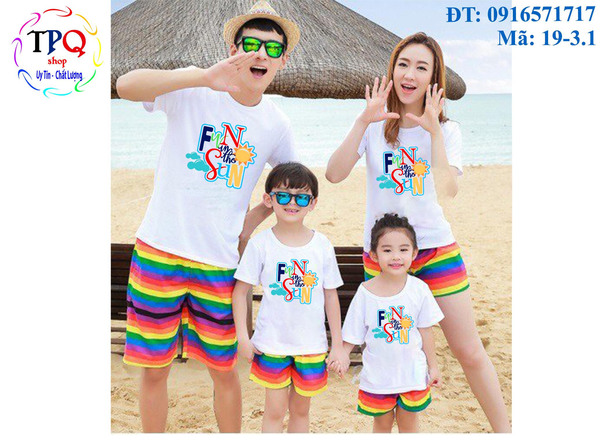 Đồ đi biển dành cho gia đình áo in họa tiết Fun in the Sun xinh xắn