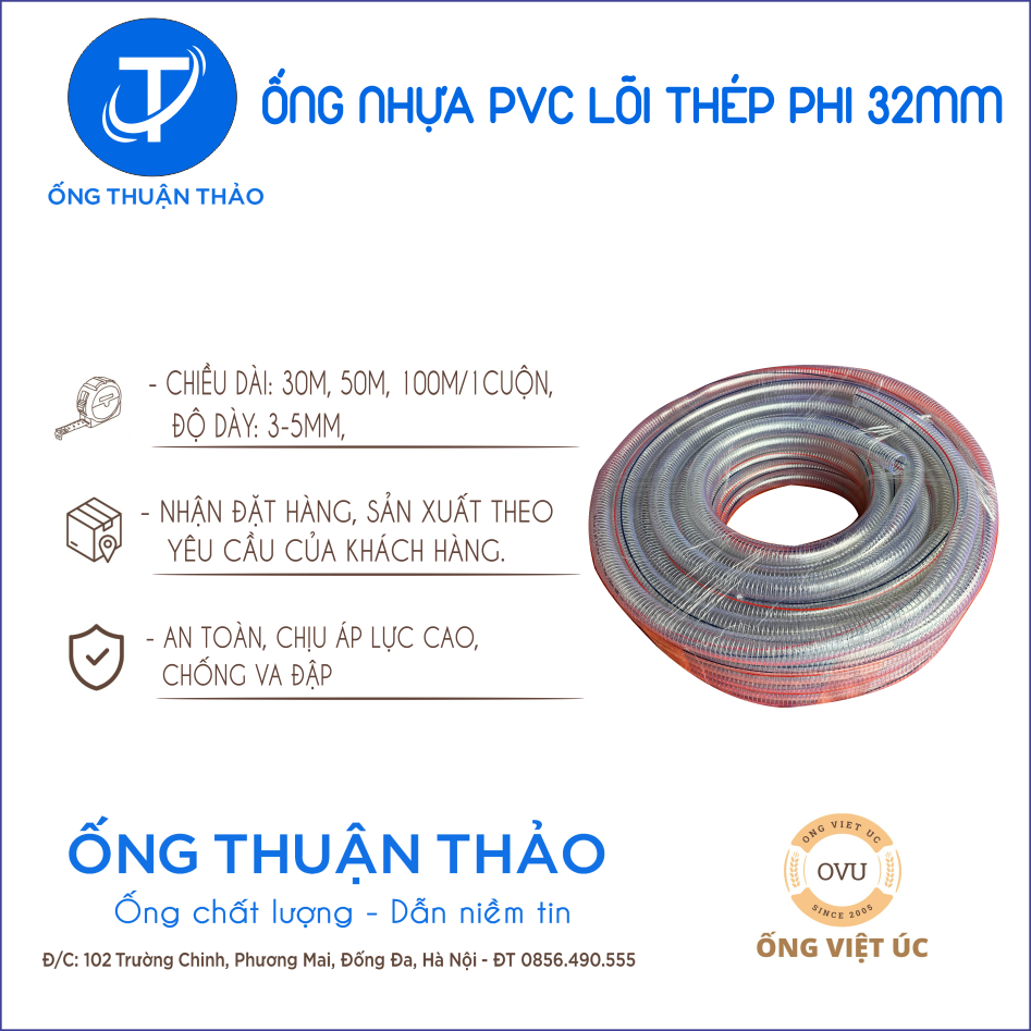 Ống Nhựa PVC Lõi Thép Phi 342mm CUỘN 50 MÉT - Hàng Nhập Khẩu