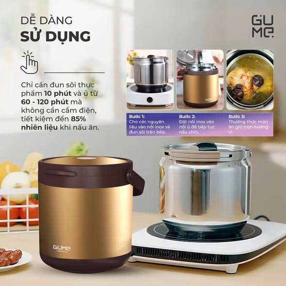 NỒI Ủ CHÂN KHÔNG GUME 8L PLUS (GM-2088) hàng chính hãng