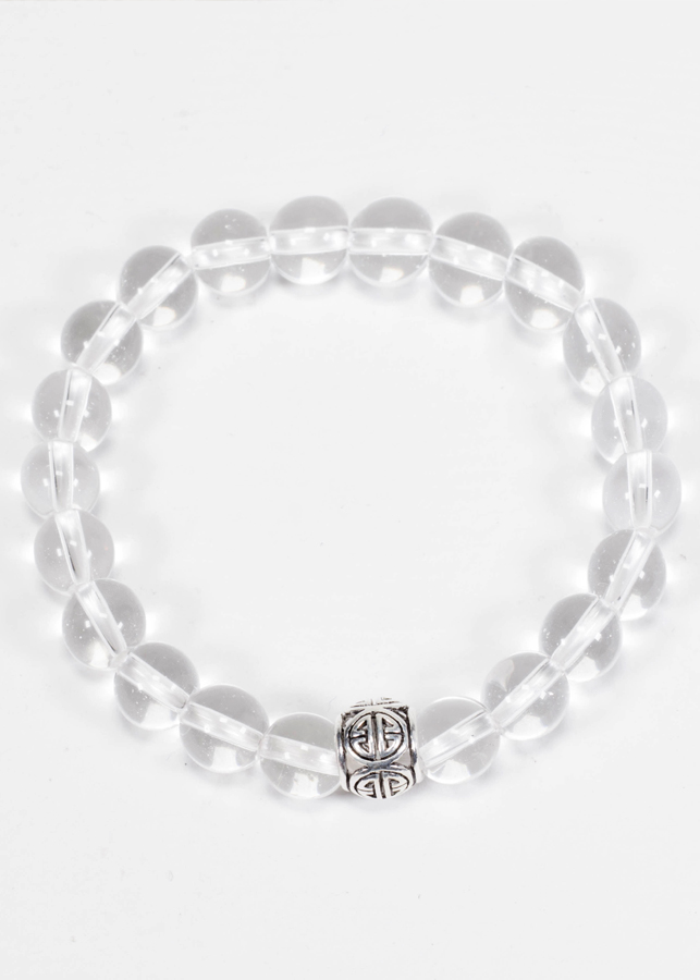 Vòng thạch anh Trắng Phối Charm Bạc