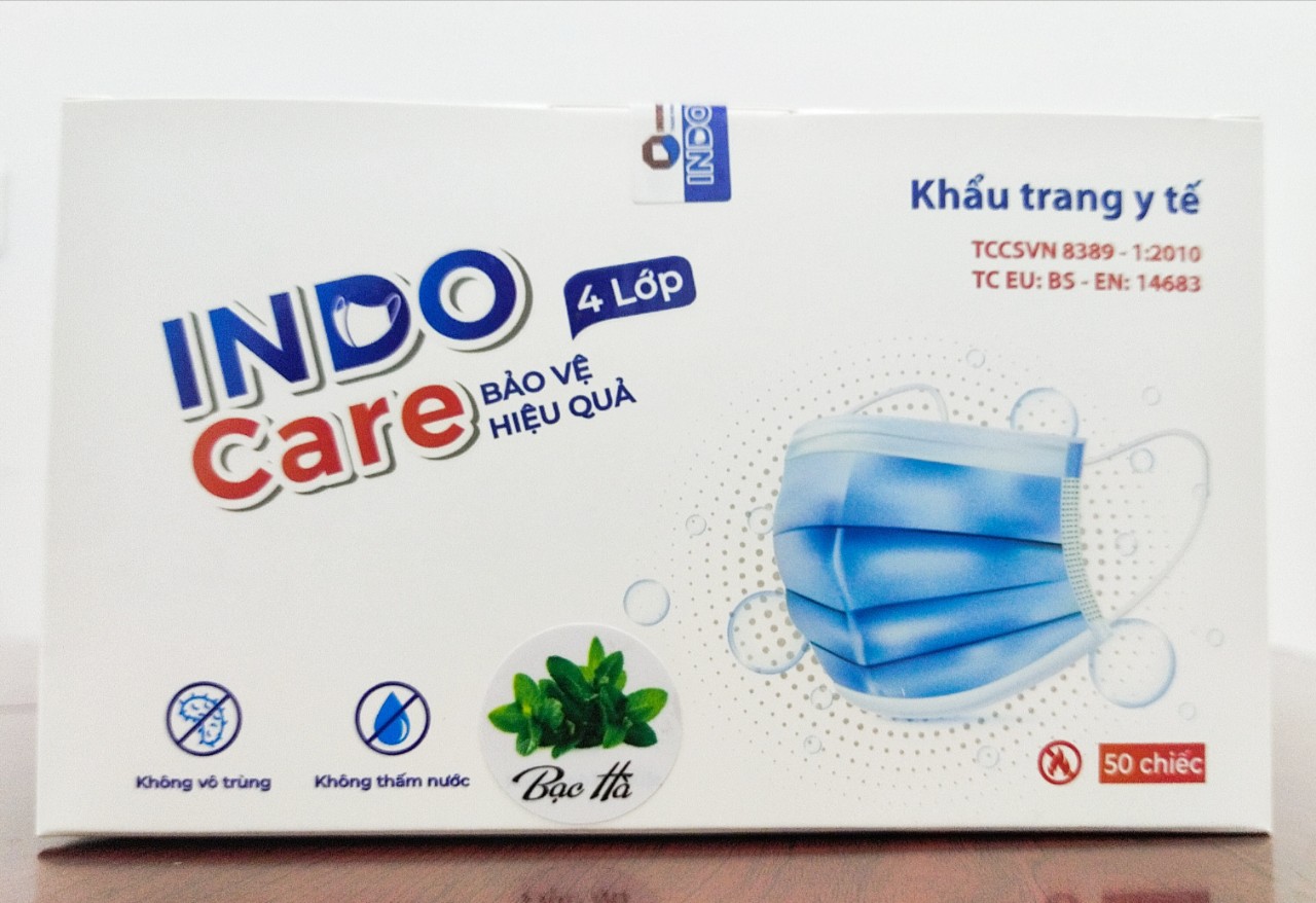 [InDoCare] Combo 3 Hộp Khẩu Trang Tinh Dầu Bạc Hà, Cafe, Cam Ngọt INDO CARE Y Tế 4 lớp Kháng khuẩn 99% Tiêu Chuẩn Châu Âu BS EN 14683-2019 Khử Hơi Thở Chống Say Tàu Xe Giảm Stress. Chống tia UV ngăn ngừa mụn khói bụi hiệu quả