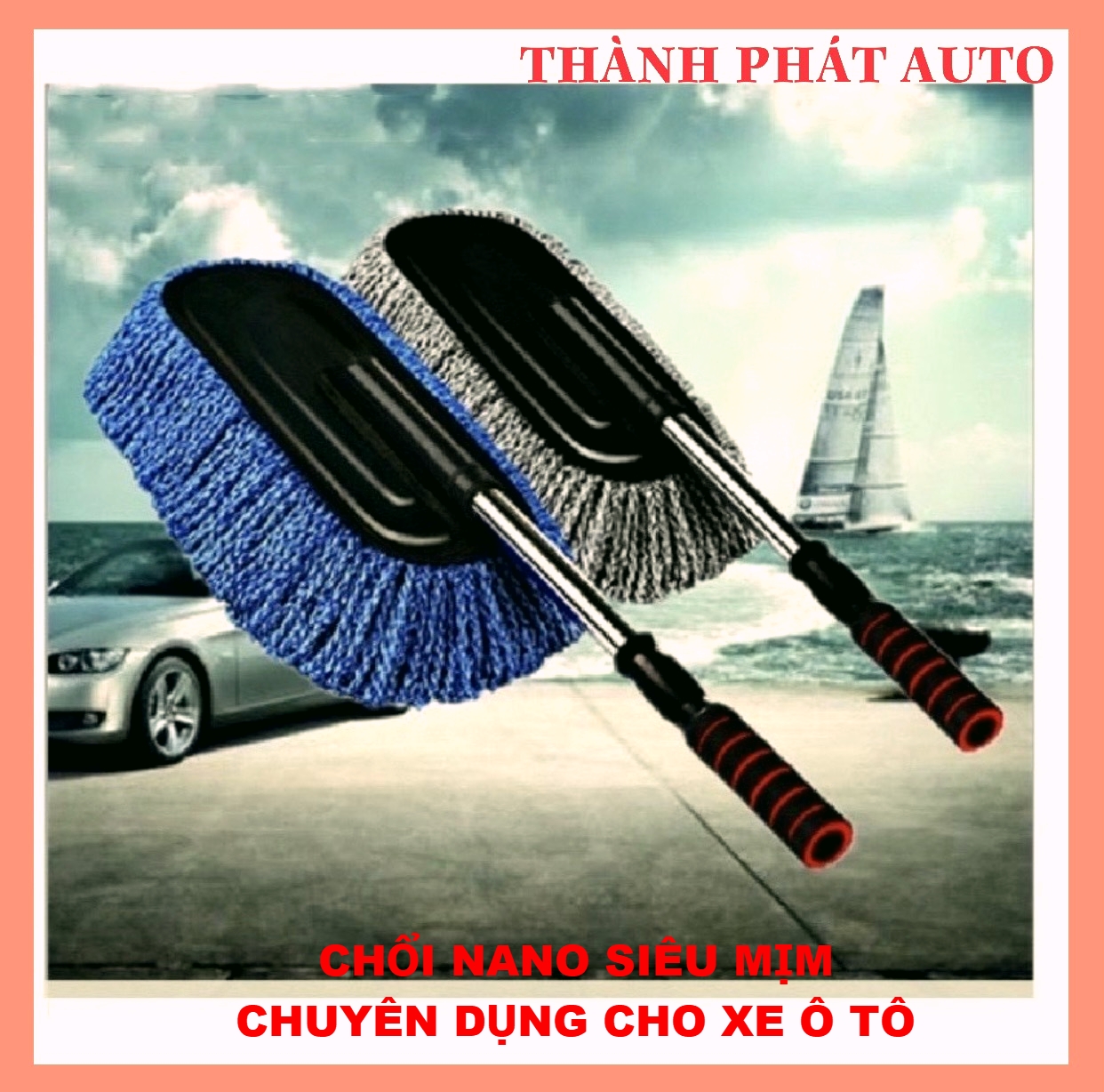 Chổi nano lau rửa ô tô xe hơi chuyên dụng - cán điều chỉnh dài linh động