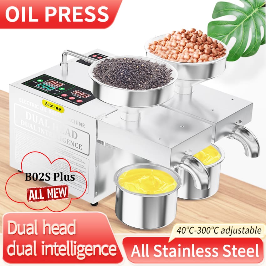 [HÀNG CHÍNH HÃNG] Máy ép dầu thực vật 2 đầu ép kép đa năng dùng cho kinh doanh và gia đình. Thương hiệu Mỹ cao cấp Septree - B02S Plus