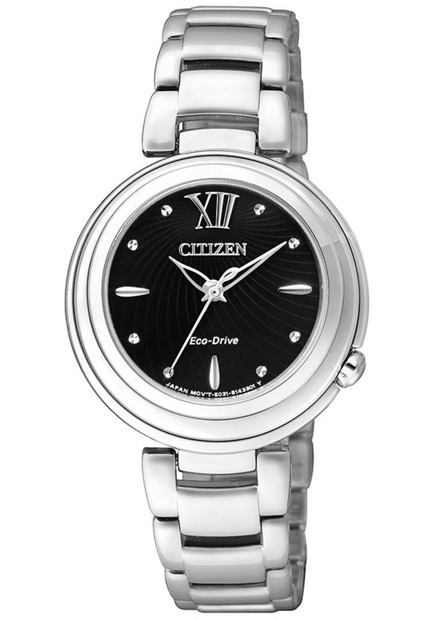 Đồng Hồ Nữ Citizen Dây Thép Không Gỉ EM0331-52E - Mặt Đen (Sapphire)