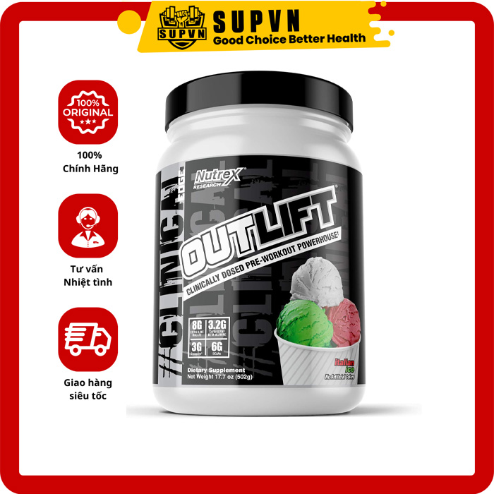 Outlift Pre Workout Nutrex 20-30 Lần Dùng - Hỗ Trợ Tăng Năng Lượng Sức Bền Sức Mạnh Trước Buổi  Tập BBT