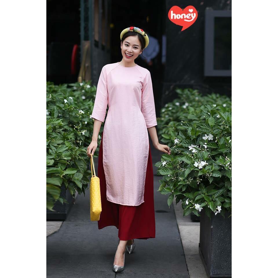 Áo dài cách tân nấm hoa set kèm quần lụa
